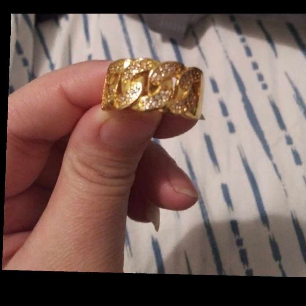 Cuban link ring gold